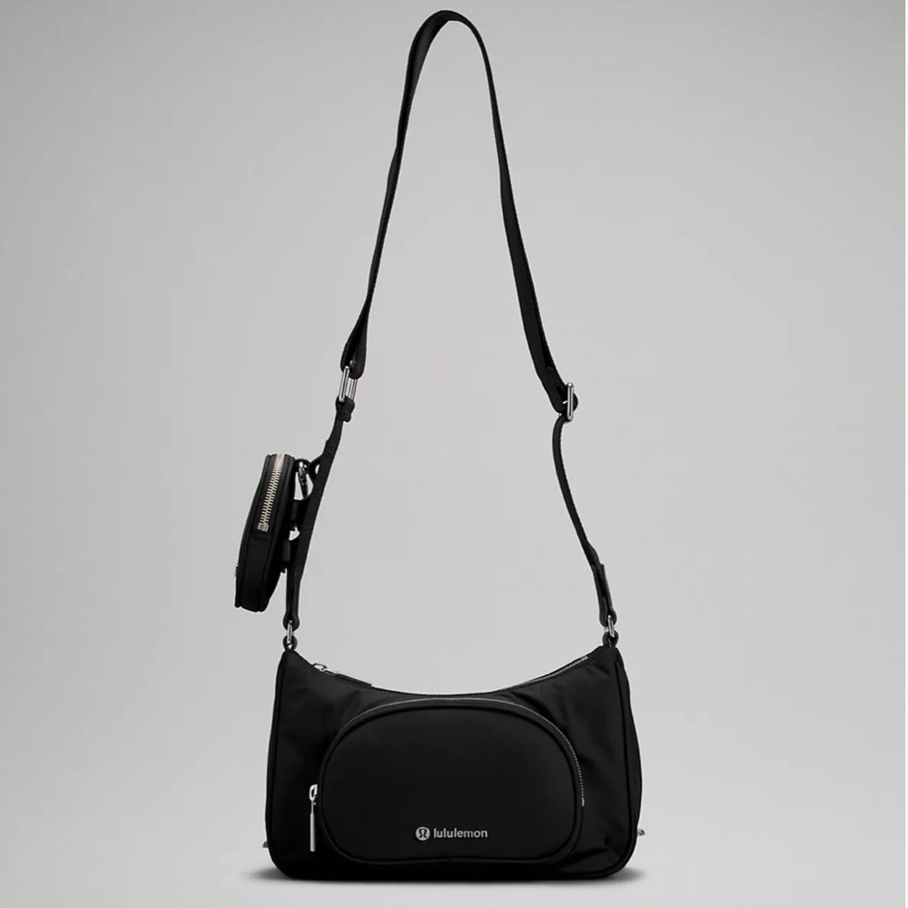 NWT Lululemon Crossbody with Nano Pouch Black Silver Hardware
